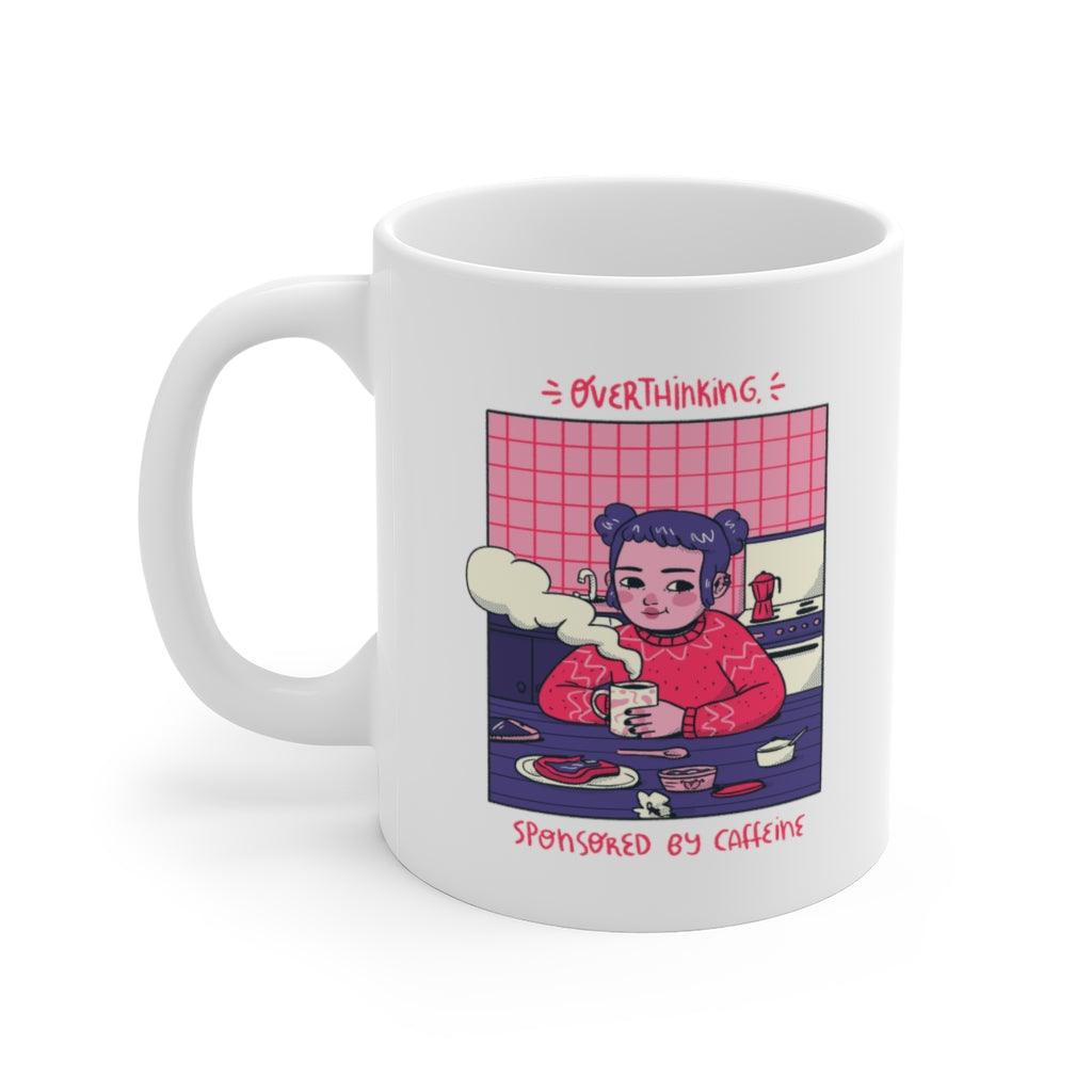 Overthinking Cute Girl Ceramic Mug - PlayWhatever