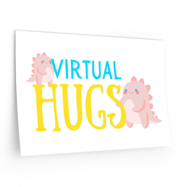 Virtual Hugs Cute Pastel Removable Wall Decal Poster - PlayWhatever