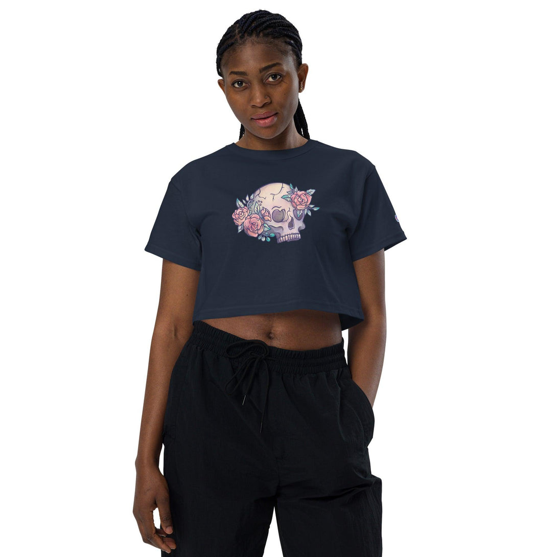 Skulls and Roses Champion Crop Top - PlayWhatever