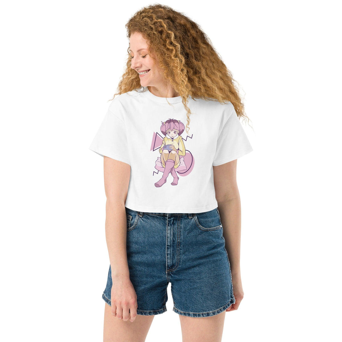 Mobile Gaming Addiction! Anime Girl Champion Crop Top - PlayWhatever