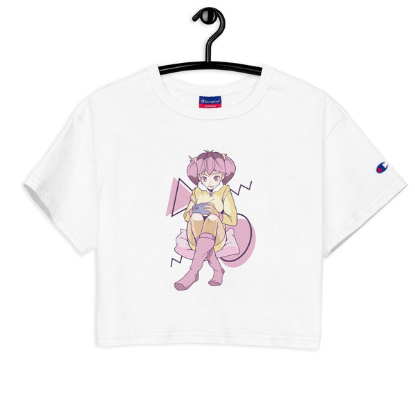 Mobile Gaming Addiction! Anime Girl Champion Crop Top - PlayWhatever