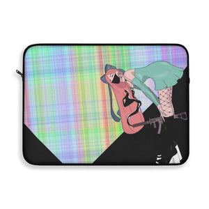 Gunslinger Anime Girl Retro Plaid Laptop Sleeve - PlayWhatever