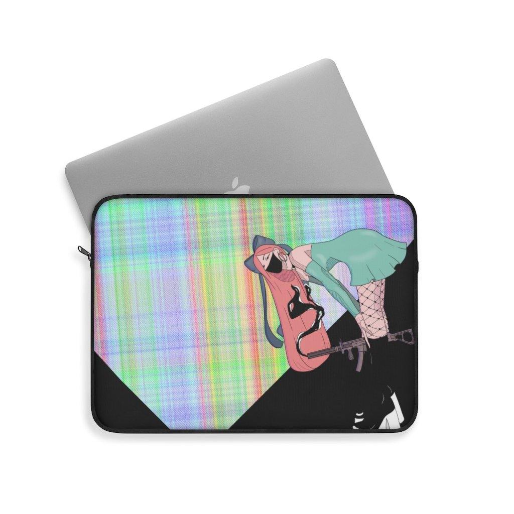 Gunslinger Anime Girl Retro Plaid Laptop Sleeve - PlayWhatever