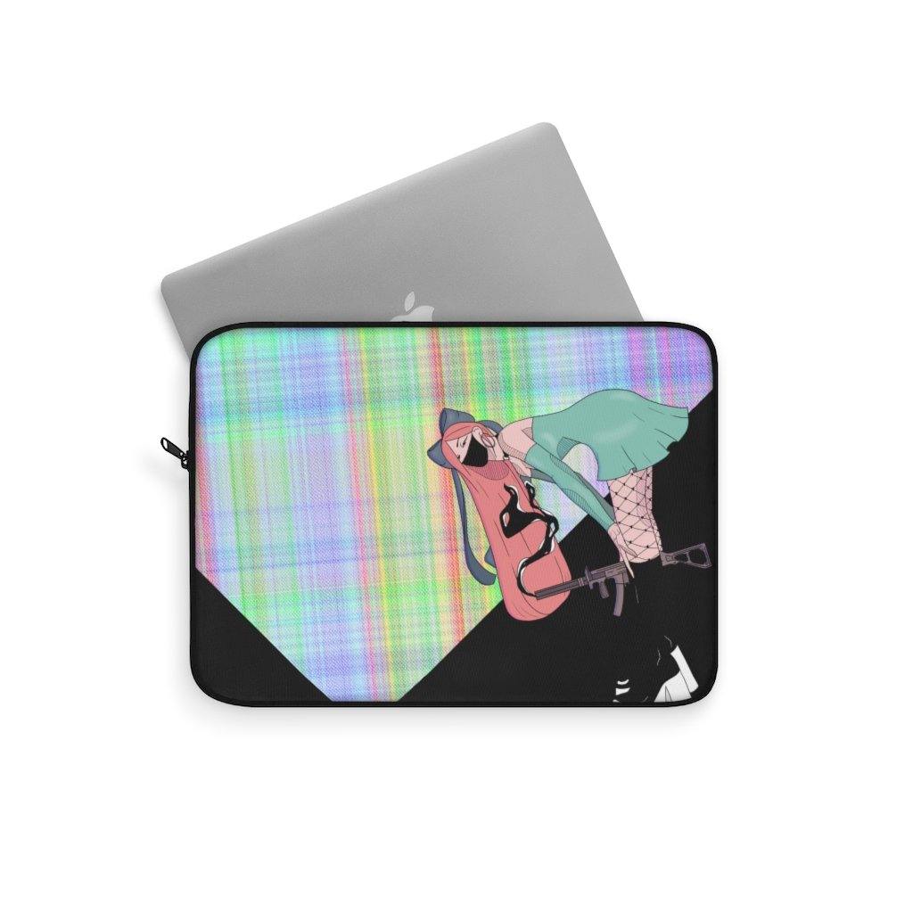 Gunslinger Anime Girl Retro Plaid Laptop Sleeve - PlayWhatever
