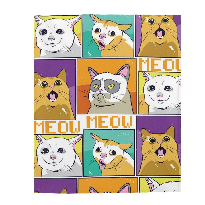 Cat Expressions Humor Funny Cat Blanket - PlayWhatever