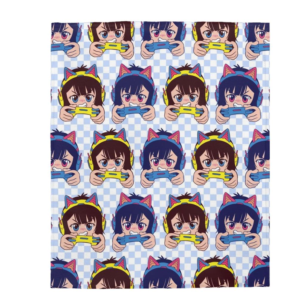 Kawaii Gamer Girl Cat Headphones Blanket - PlayWhatever