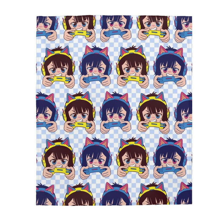 Kawaii Gamer Girl Cat Headphones Blanket - PlayWhatever