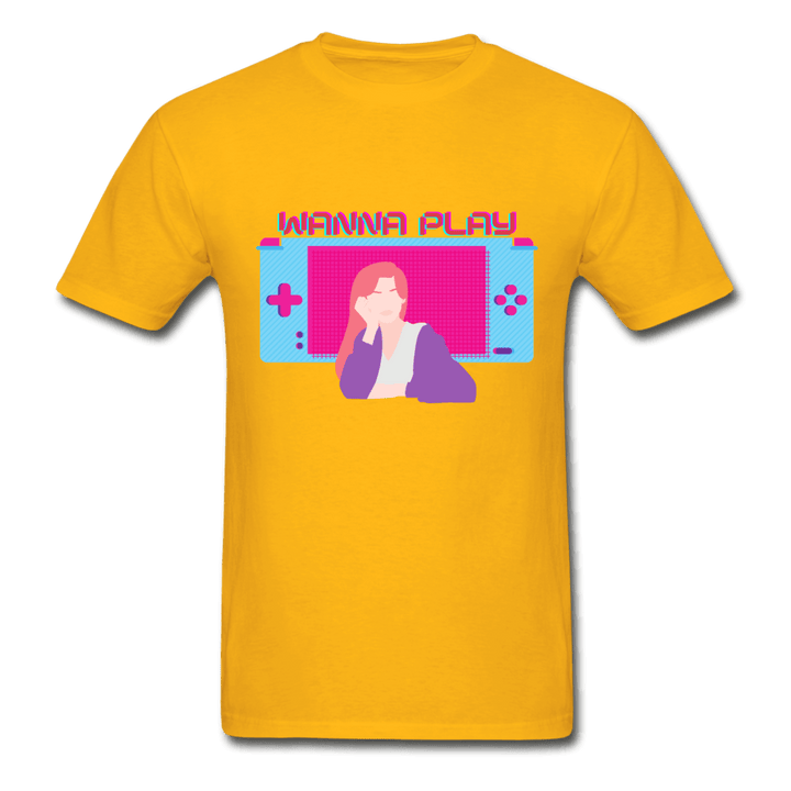 Wanna Play Retro Gameboy Gaming T-Shirt - gold