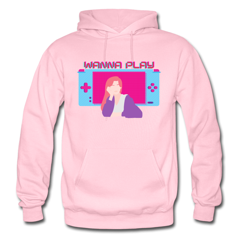 Wanna Play Retro Gameboy Gaming Unisex Hoodie - light pink