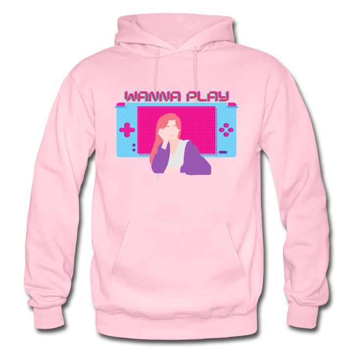 Wanna Play Retro Gameboy Gaming Unisex Hoodie - light pink