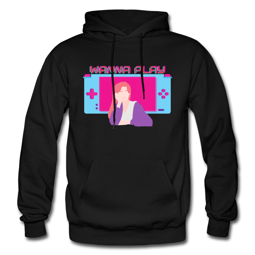 Wanna Play Retro Gameboy Gaming Unisex Hoodie - black