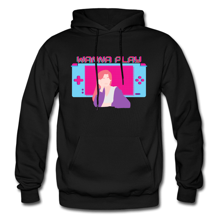 Wanna Play Retro Gameboy Gaming Unisex Hoodie - black