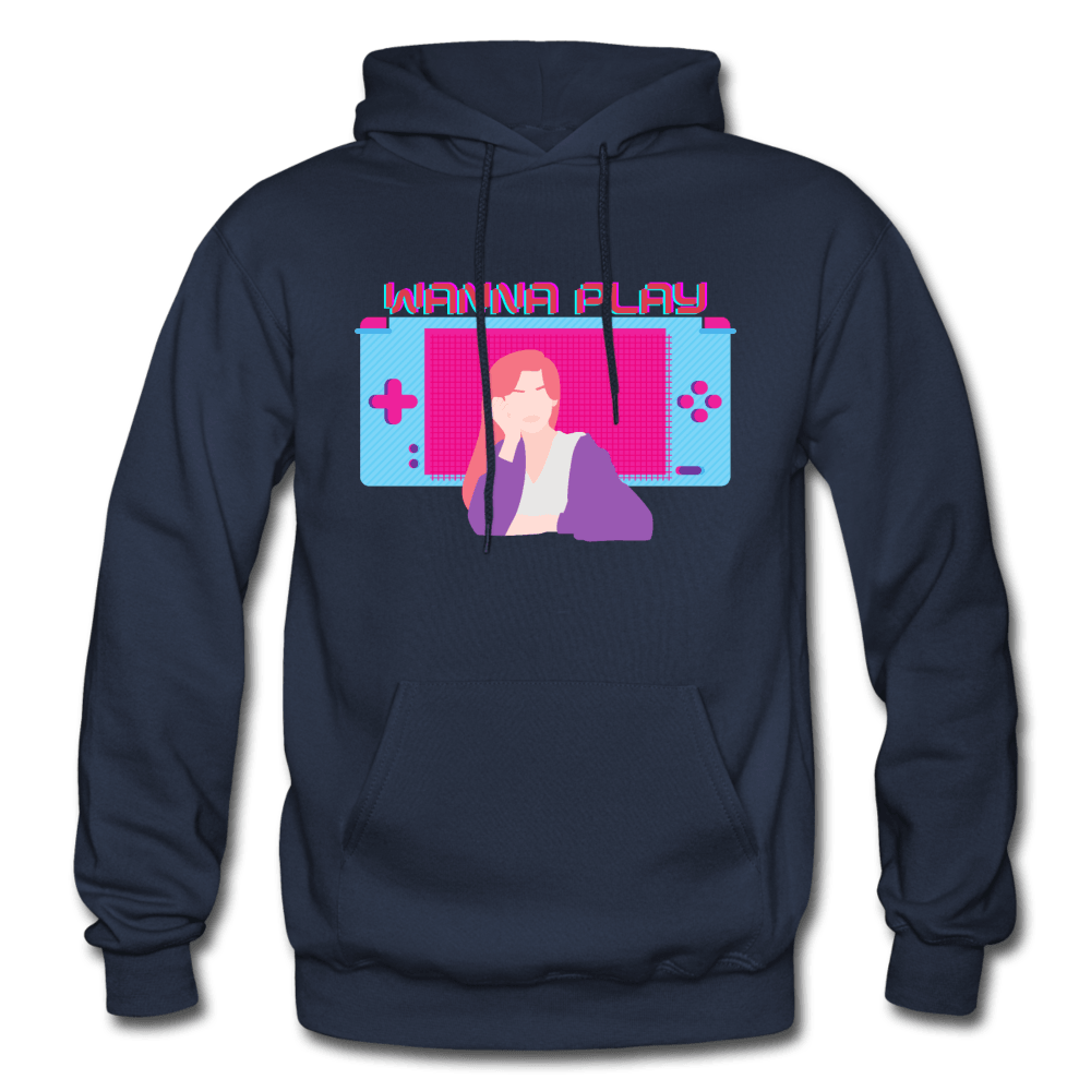 Wanna Play Retro Gameboy Gaming Unisex Hoodie - navy