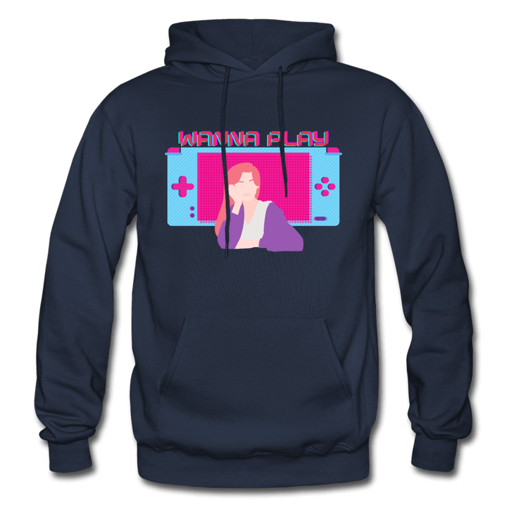 Wanna Play Retro Gameboy Gaming Unisex Hoodie - navy