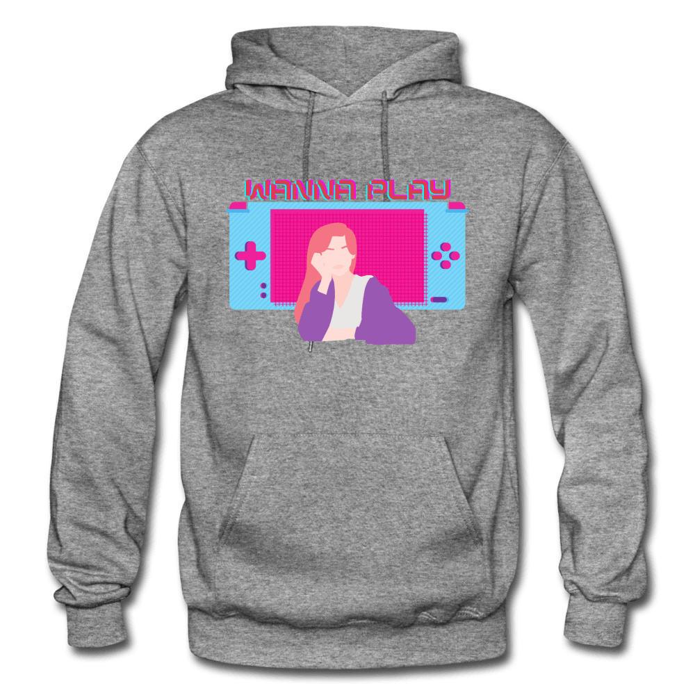 Wanna Play Retro Gameboy Gaming Unisex Hoodie - graphite heather