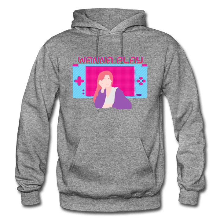 Wanna Play Retro Gameboy Gaming Unisex Hoodie - graphite heather