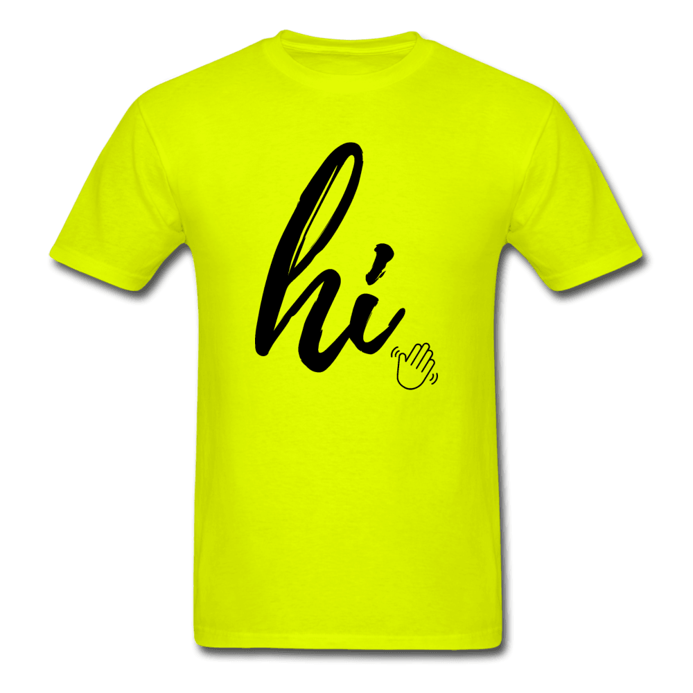 Hi *Wave* Cute Emoticon Unisex T-Shirt - safety green