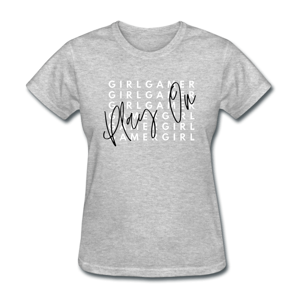 Play On Girl Gamer Cute Women's T-Shirt - heather gray