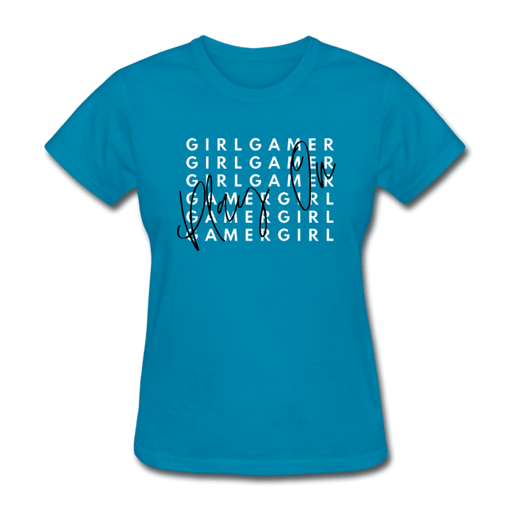 Play On Girl Gamer Cute Women's T-Shirt - turquoise