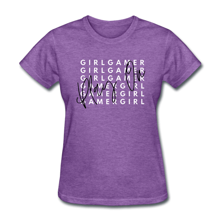 Play On Girl Gamer Cute Women's T-Shirt - purple heather