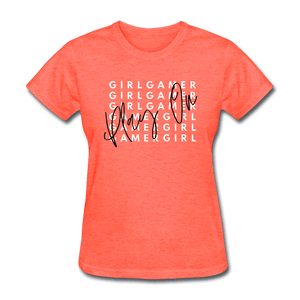 Play On Girl Gamer Cute Women's T-Shirt - heather coral