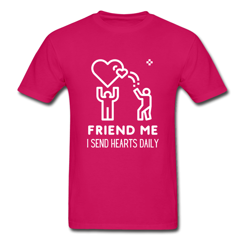 Friend Me I Send Hearts Daily Ultra Cotton T-Shirt - fuchsia