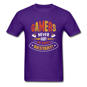 Gamers Never Quit We Simply Restart Ultra Cotton T-Shirt - purple