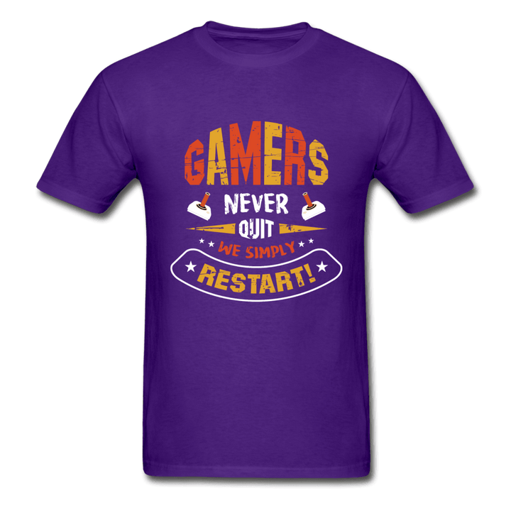 Gamers Never Quit We Simply Restart Ultra Cotton T-Shirt - purple