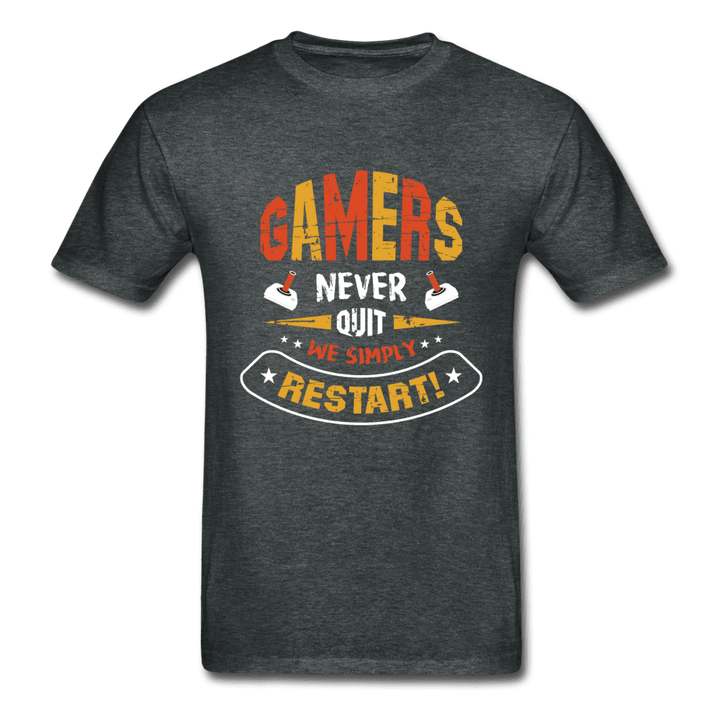Gamers Never Quit We Simply Restart Ultra Cotton T-Shirt - deep heather