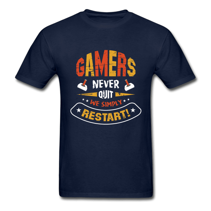 Gamers Never Quit We Simply Restart Ultra Cotton T-Shirt - navy