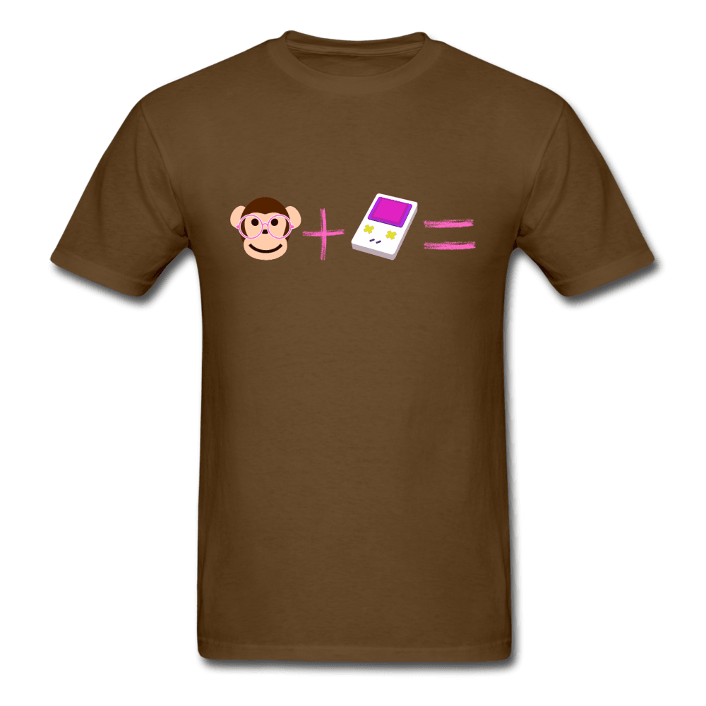 Monkey + Game Boy Equals Unisex T-Shirt - brown