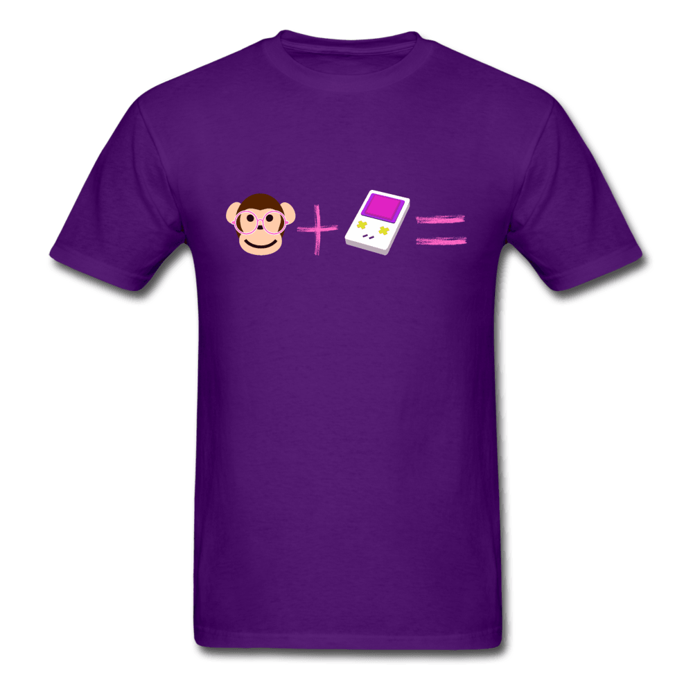 Monkey + Game Boy Equals Unisex T-Shirt - purple