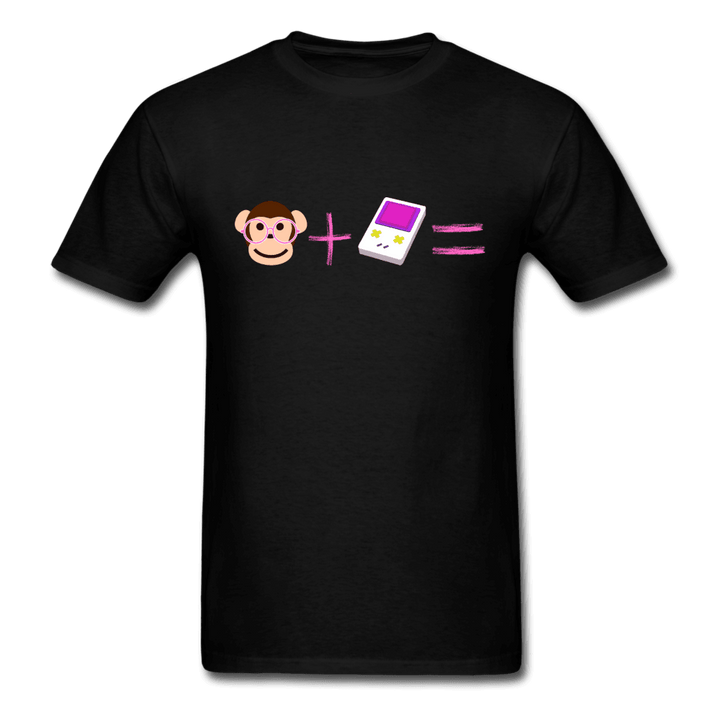 Monkey + Game Boy Equals Unisex T-Shirt - black