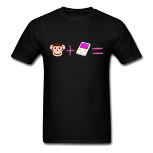 Monkey + Game Boy Equals Unisex T-Shirt - black