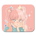 Pastel Pink Anime Girl Sparkles Mouse Pad - white