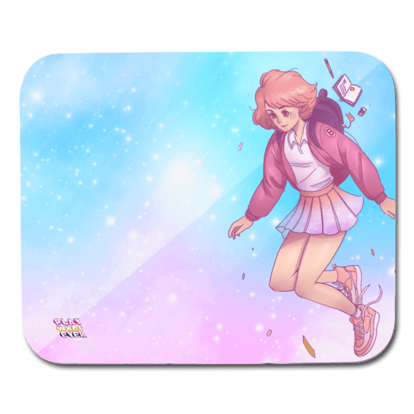 Floating Anime School Girl Mousepad - white