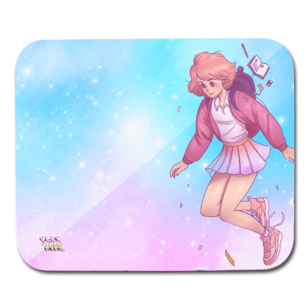 Floating Anime School Girl Mousepad - white