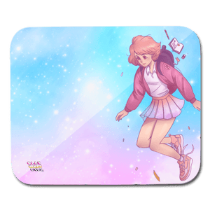 Floating Anime School Girl Mousepad - white