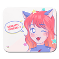 Ganbatte Kudasai Anime Cat Girl Mouse Pad - white