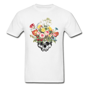 Beautiful Death Flowers & Skull Ultra Cotton T-Shirt - white