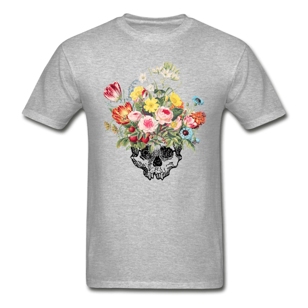Beautiful Death Flowers & Skull Ultra Cotton T-Shirt - heather gray