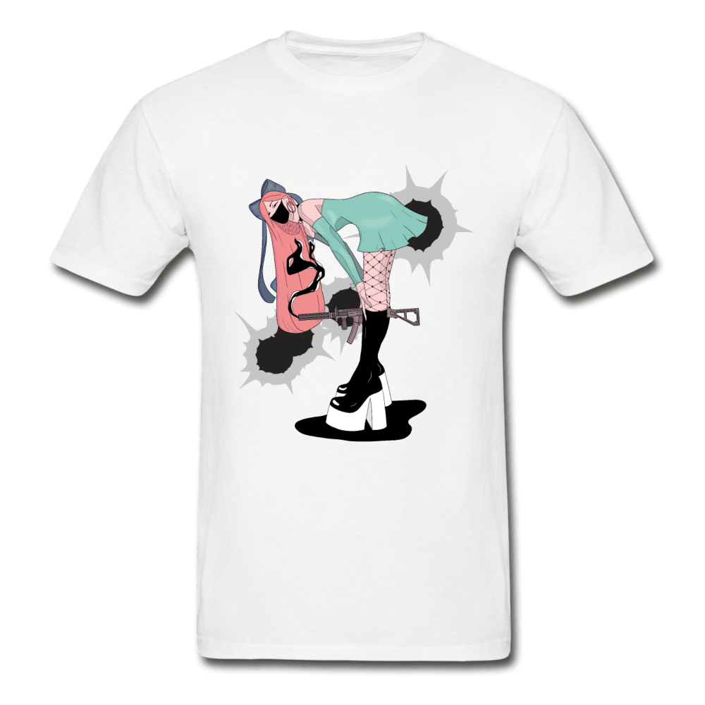 Punk Gunslinger Anime Girl Ultra Cotton T-Shirt - white