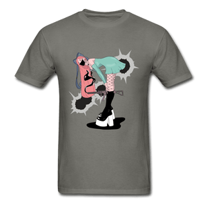 Punk Gunslinger Anime Girl Ultra Cotton T-Shirt - charcoal