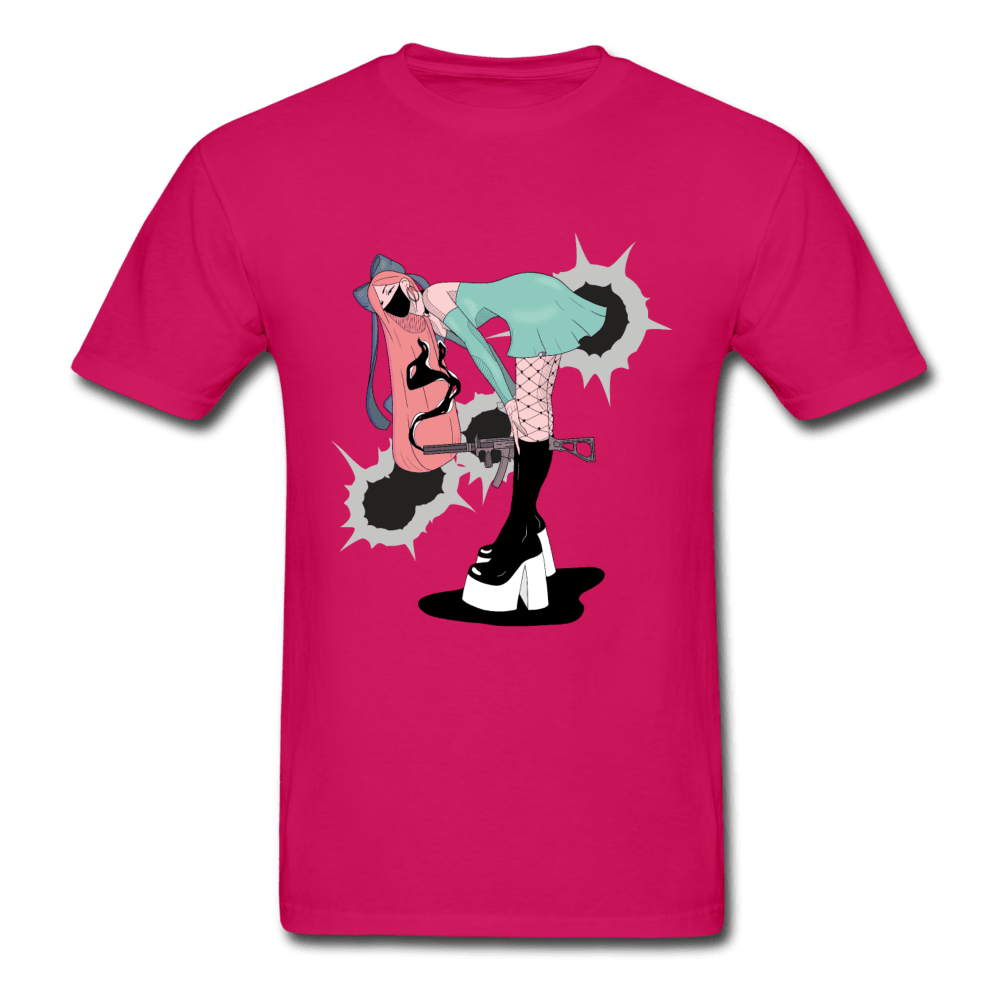 Punk Gunslinger Anime Girl Ultra Cotton T-Shirt - fuchsia
