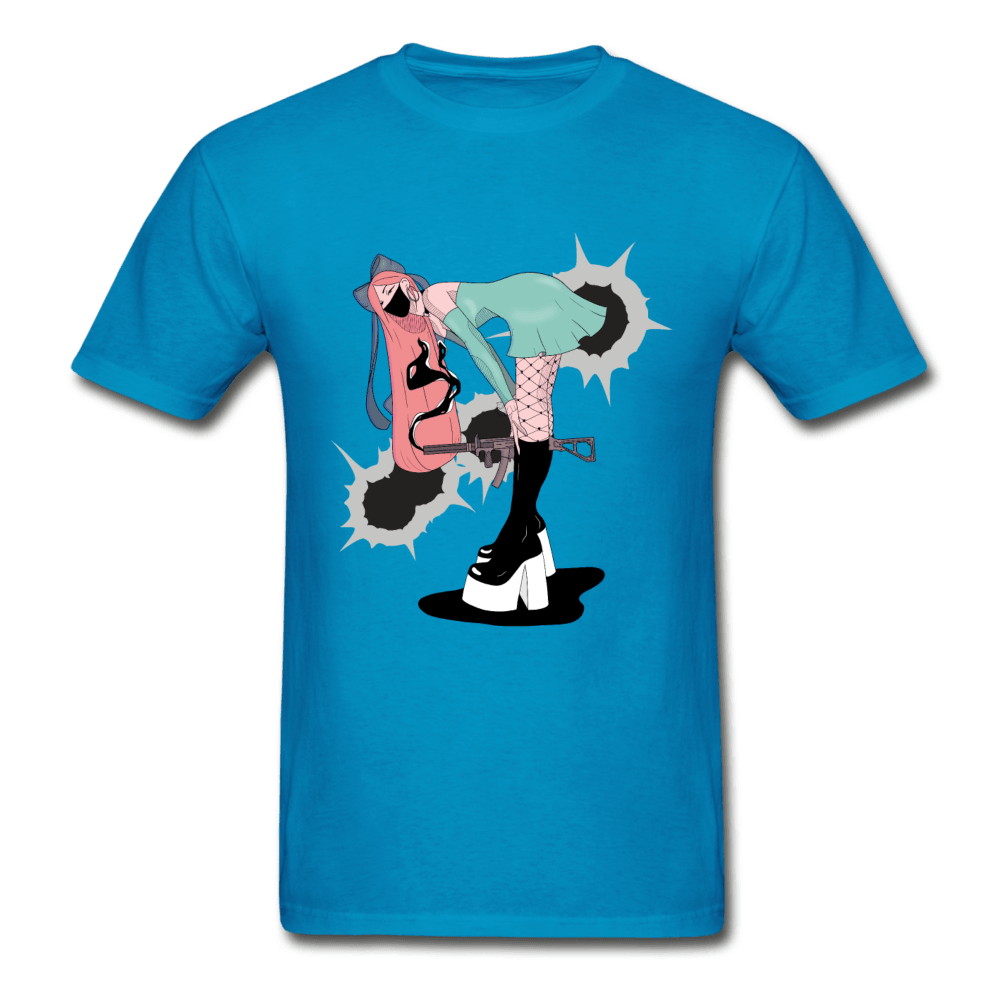 Punk Gunslinger Anime Girl Ultra Cotton T-Shirt - turquoise