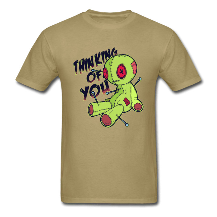 Thinking of You Voodoo Doll Funny Unisex T-Shirt - khaki