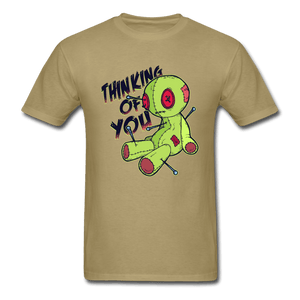Thinking of You Voodoo Doll Funny Unisex T-Shirt - khaki