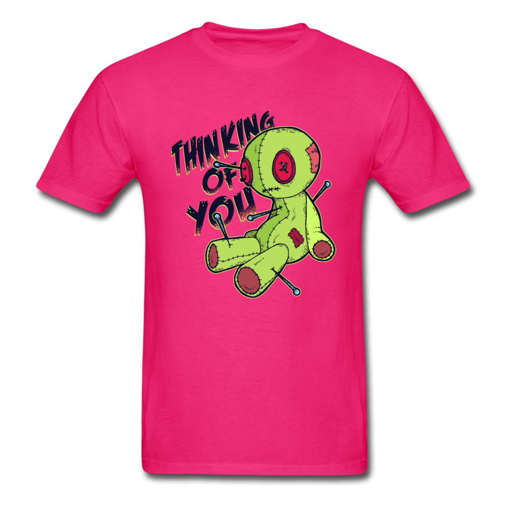 Thinking of You Voodoo Doll Funny Unisex T-Shirt - fuchsia