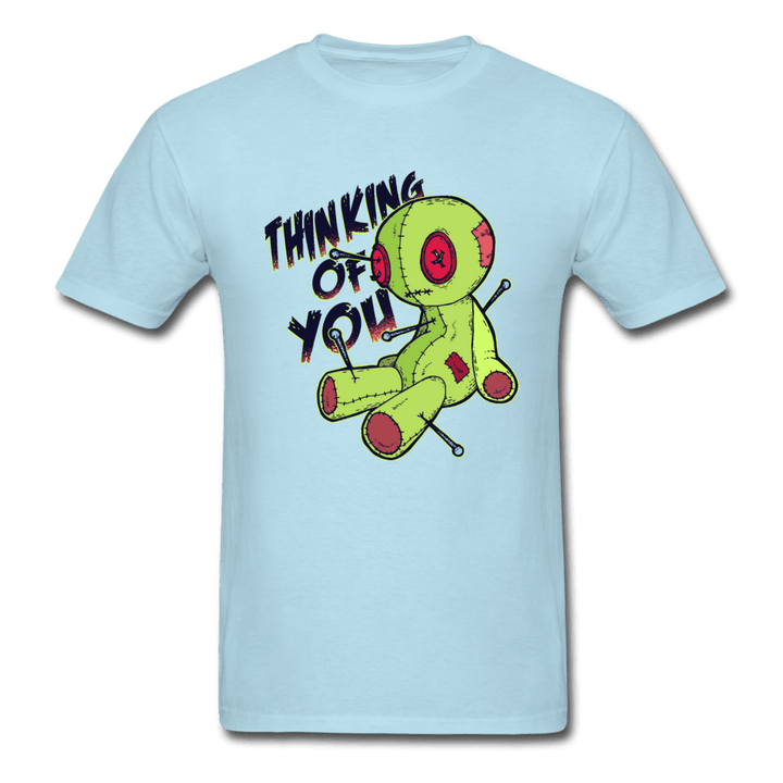 Thinking of You Voodoo Doll Funny Unisex T-Shirt - powder blue