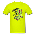 Thinking of You Voodoo Doll Funny Unisex T-Shirt - safety green